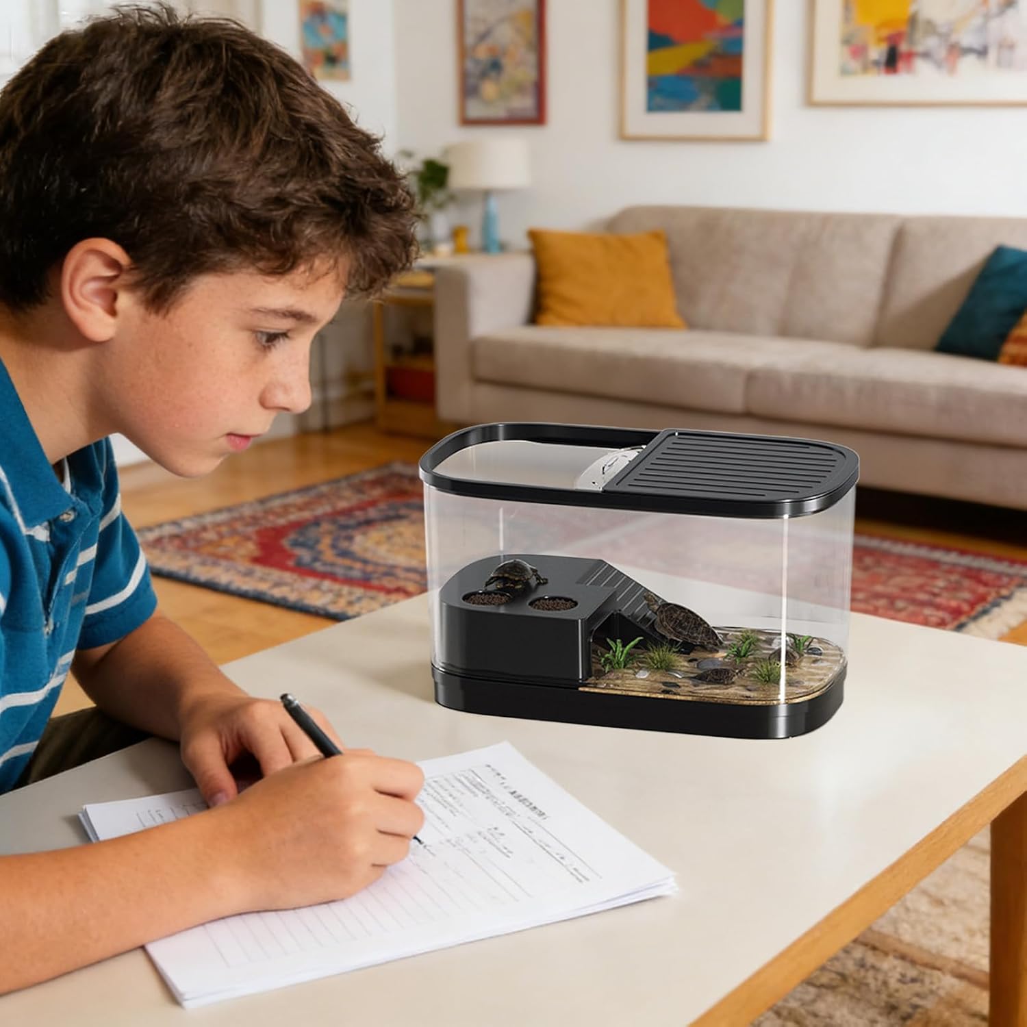 Reptile Enclosure - Habitat Tank Container for Bearded Dragons and Geckos | Transparent Ventilated Terrarium, Secure Lid, Easy Access Design & Stable Base for Tarantulas Tortoises Chameleons Frogs Sma