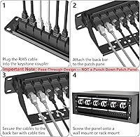 Vista 8 de Jadaol [Listado UL] Panel de Parches de 24 Puertos para Montaje en Rack o Montaje en Pared de 19 Pulgadas, Panel de Red Cat 6 de 1U Precargado