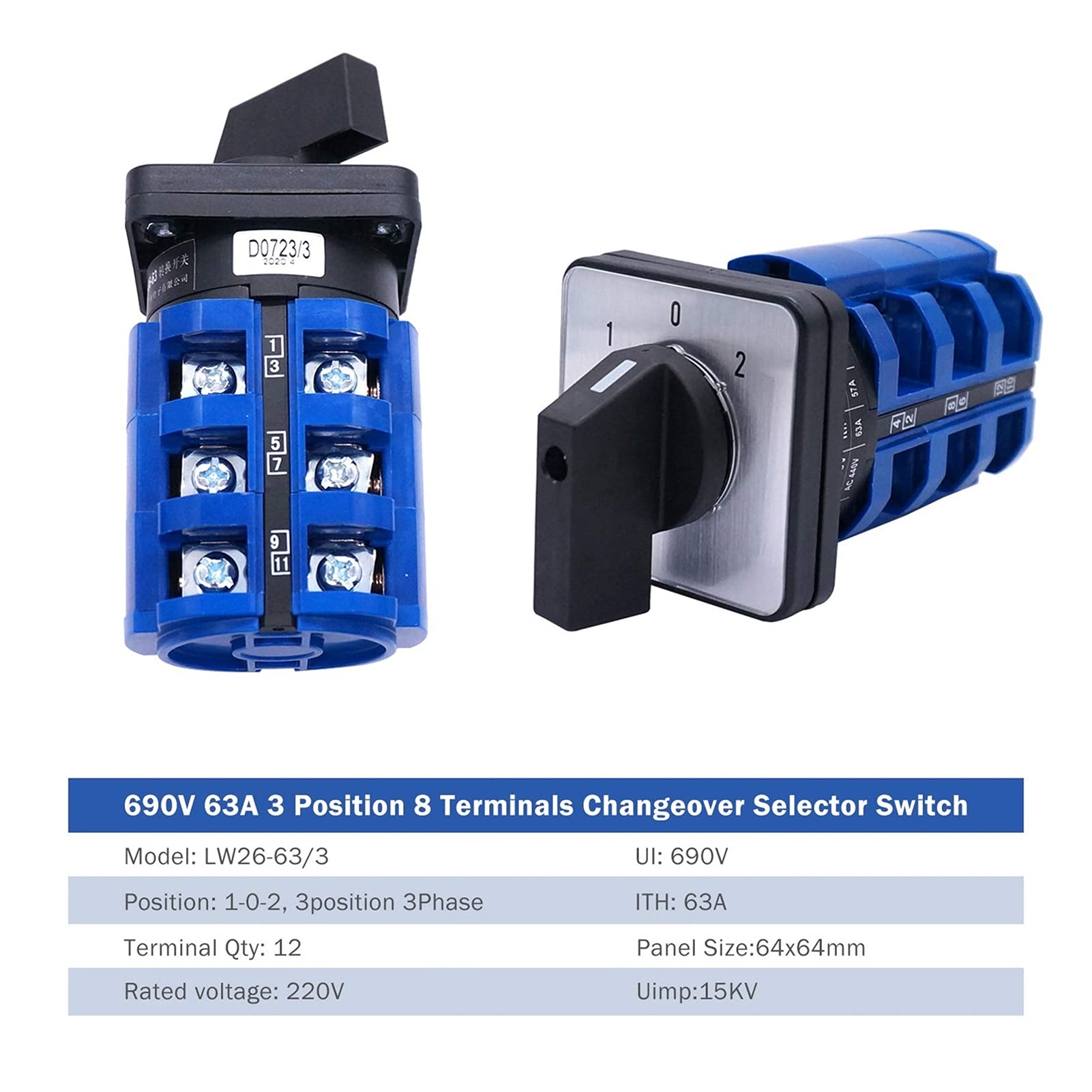 Commutatore A Camma Taiss LW26-32/3 - 3 Posizioni, 12 Terminali, 32A 690V - Foto 7