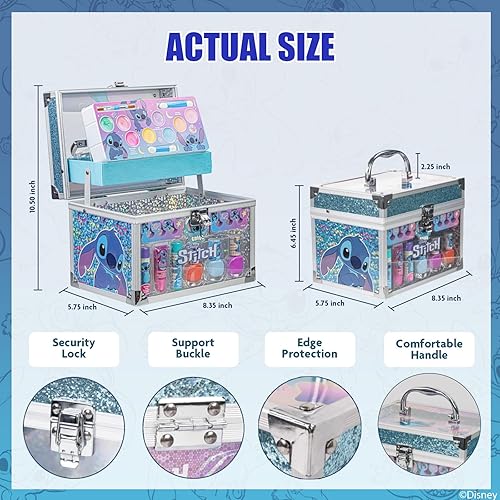 Miniatura 4 de Stitch Train Case Beauty Set, Kids Makeup Kit for Girls, Real Washable Makeup Set, Play Makeup, Party Favor, Birthday, Ages 3 4 5 6 7 8 9 10 11 12
