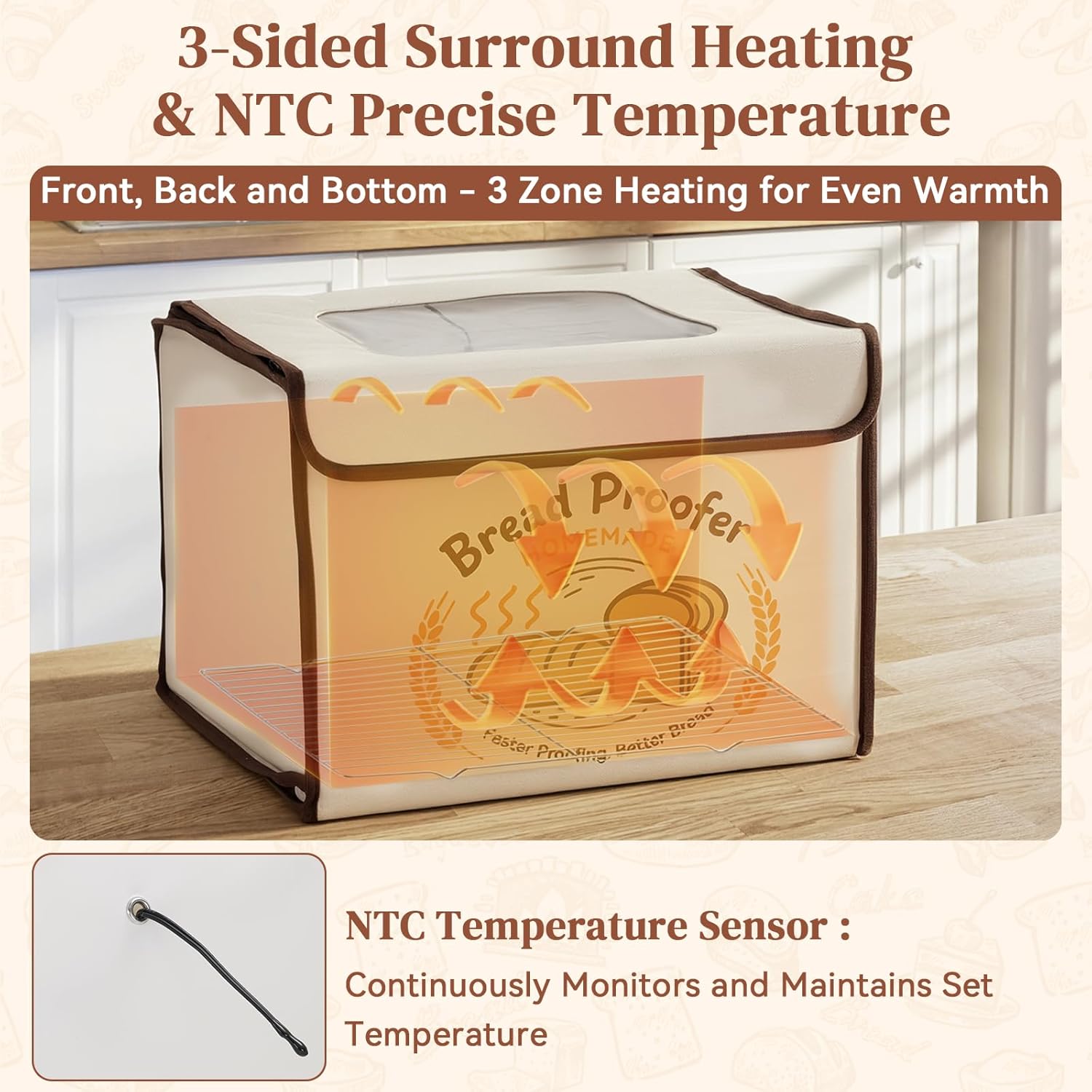 folding bread proofing box with temp control (50-113?) & 48h timer, sourdough proofer box with stainless steel rack, 4 preset modes dough proofer for sourdough, making bread,yogurt,pizza,kombucha