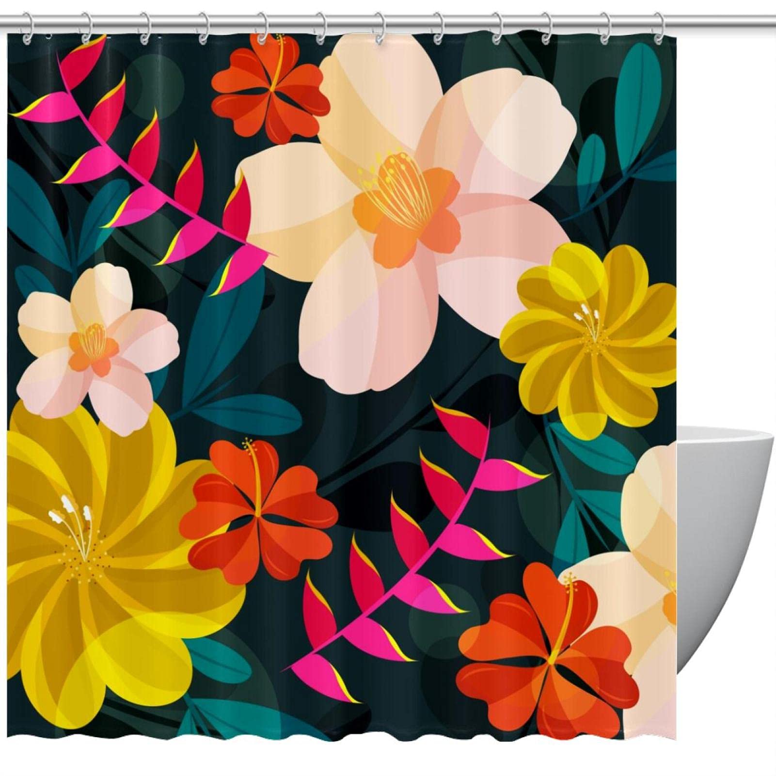 Rideau de douche imperméable floral pour créer une ambiance spa nature