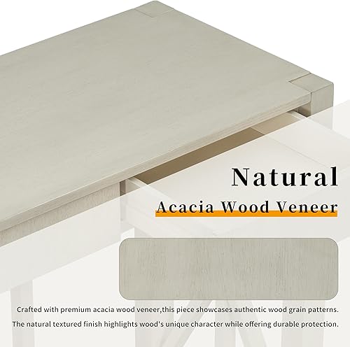 Miniatura 13 de Moderna mesa consola de 62.2 pulgadas, mesa de sofá con 4 cajones y 2 estantes, adecuada para entrada, pasillo, sala de estar, dormitorio (blanco