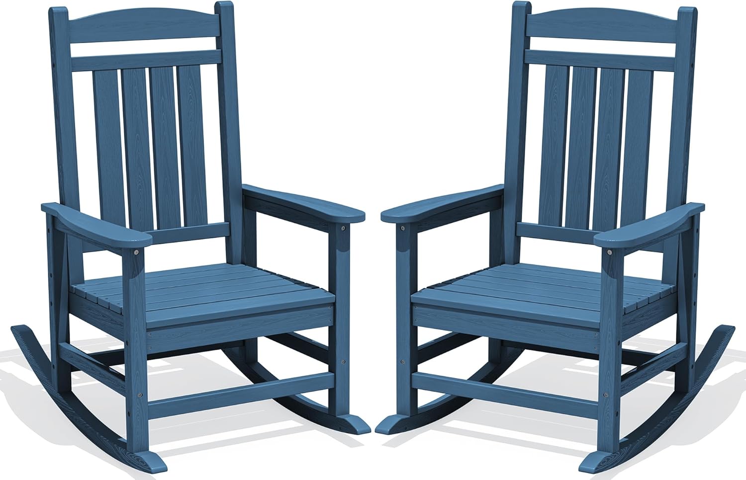 KINGYES HDPE Patio Rocking Chair Set of 2, Outdoor Rocking Chairs Porch Rocker for Adults, Navy