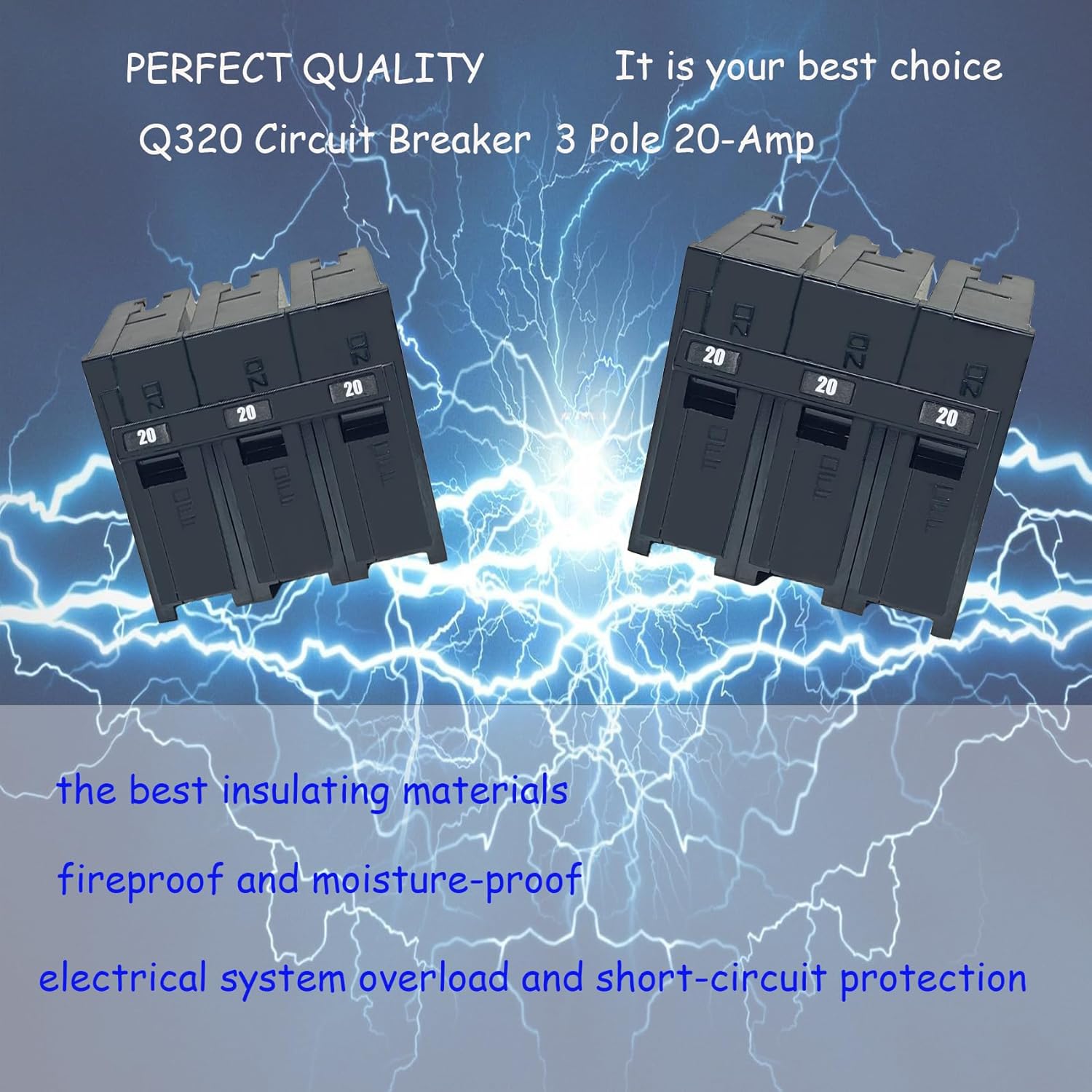 Q320 Circuit Breaker, 3 Pole 20-Amp, 120/240v, Fit for Siemens Type EQ, EQL, SEQ, EQG, PL and ES Series loadcentres.Plug-in Standard Circuit Breaker,Thermal Magnetic Protection