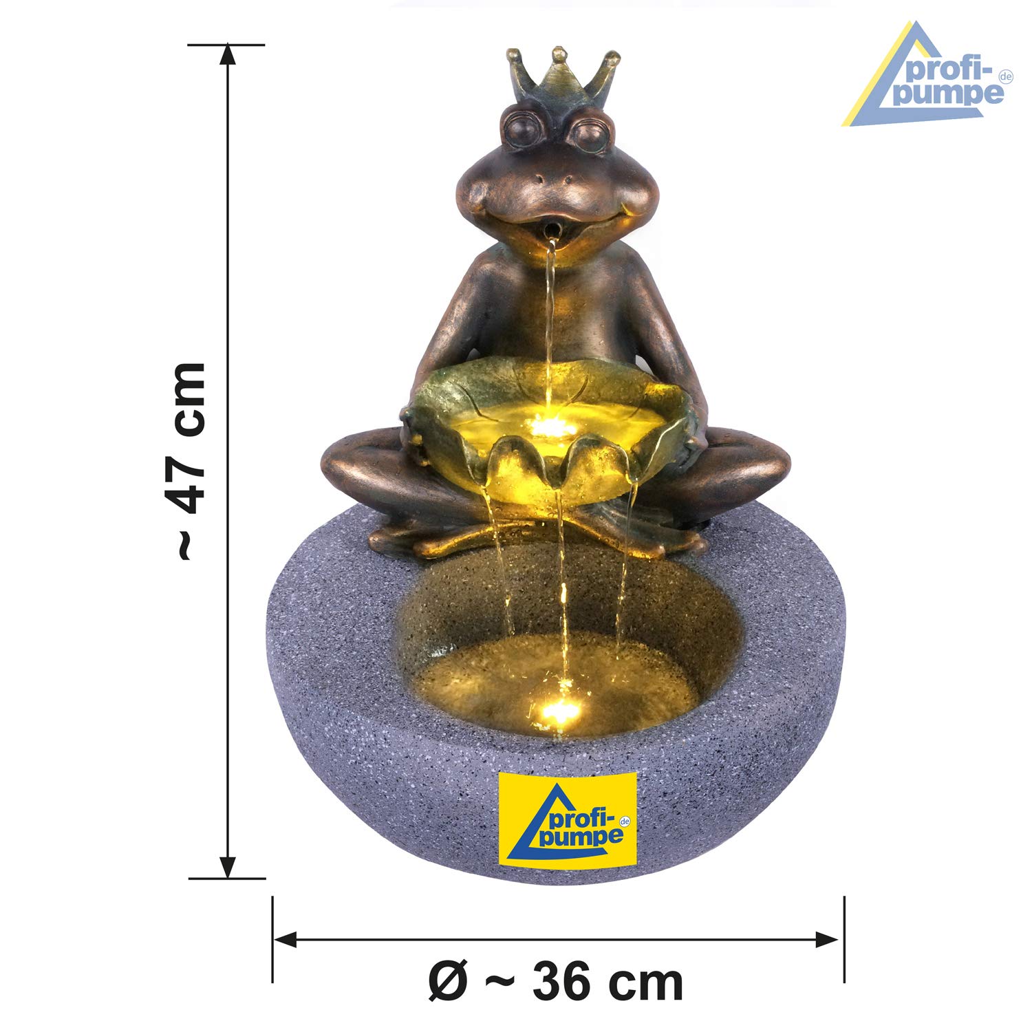 Fuente de jardín Fuente Ornamental Fuente de Interior Fuente con luz LED Cascada de 230V Fuente de Agua para jardín (Prince Grenouille Avec lumière LED)