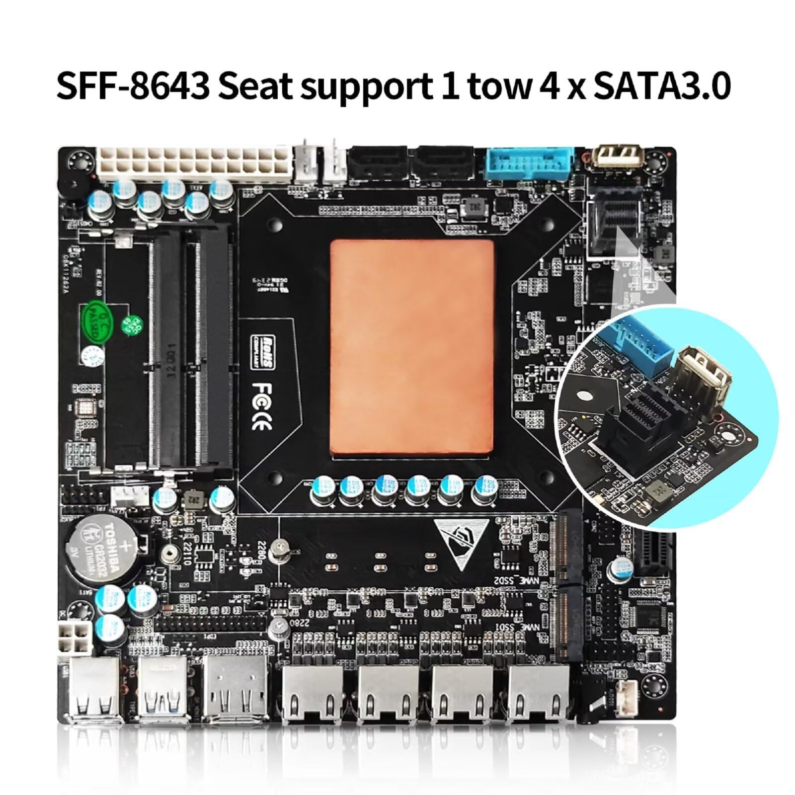 Placa base NAS de doble núcleo i3-1115G4, placa base Mini-ITX NAS, 4 LAN i226V 2.5GbE, Barebone, DDR4, compatible con 6 SATA3.0 6Gbps