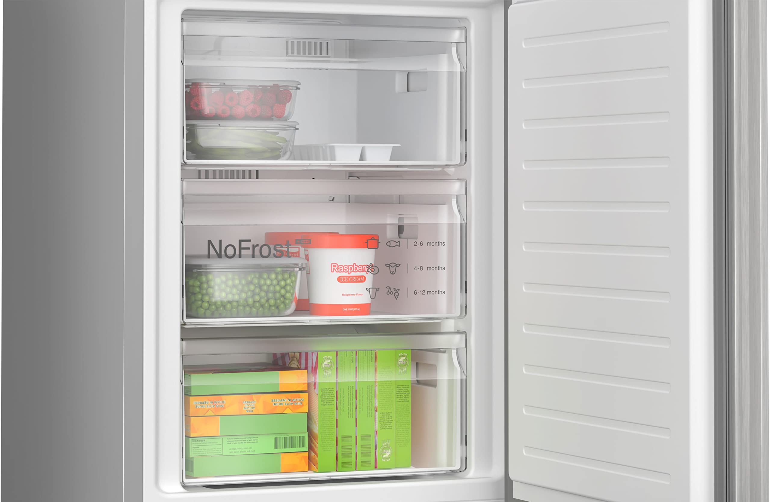 Bosch Serie 4 Kühl-Gefrier-Kombination 203 x 60 cm NoFrost KGN392LCF | VitaFresh XXL Frischesystem hält Obst und Gemüse länger knackig, LED-Beleuchtung, zwei getrennte Kühlkreisläufe, SuperKühlen