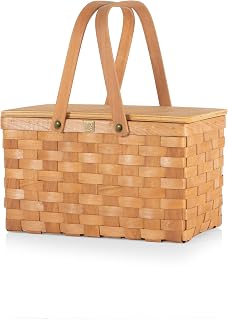 PICNIC TIME NCAA Texas Longhorns Poppy Personal Picnic Basket, Insulated Lunch Bag, Retro Lunch Box, (Beige)