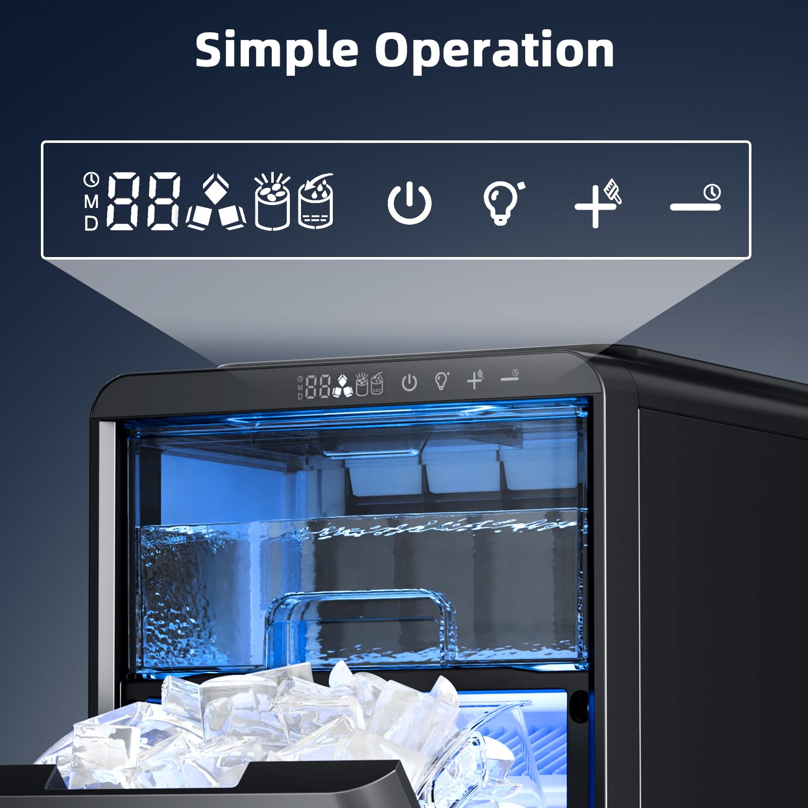Antarctic Star Crescent Ice Maker, Slow-Melting Countertop Ice Maker, 27 Lbs/24h, 16pcs In 15mins, Self-Cleaning,24-Hour Timer, For Home/Kitchen/Office/Party on Fridge.com - View 3