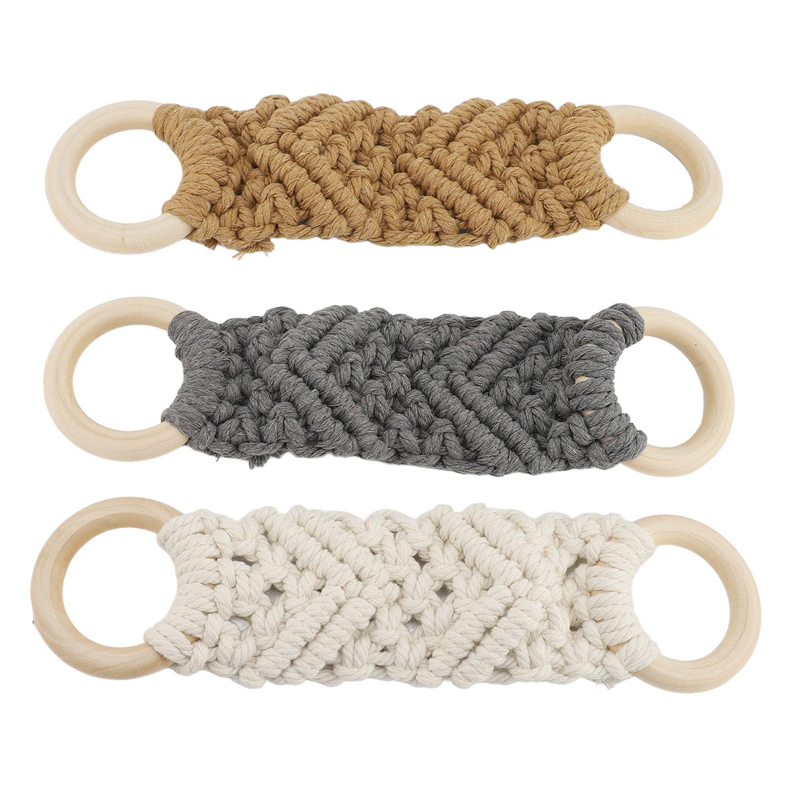 Generic Woven Towel Hanger, Cotton Yarn Weaving Versatile Usage Hanging Towel Holder 3PCS for Hotel Bathroom