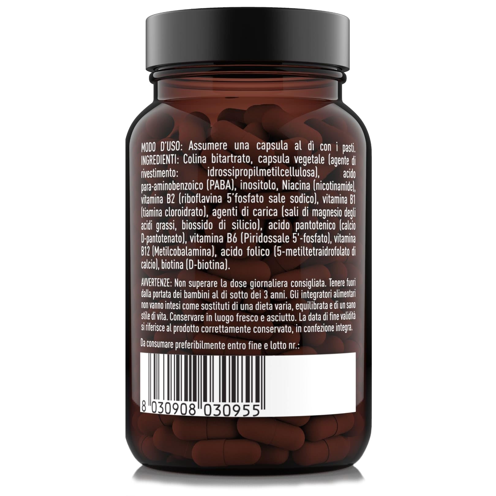 NÄTOO Vitamina B Complex Strong 60 Capsule con Vitamina B1, B2, B3, B6, B9, Colina, B7, B8, B12, nella loro Forma Bio-Attiva, 2 Mesi di Fornitura