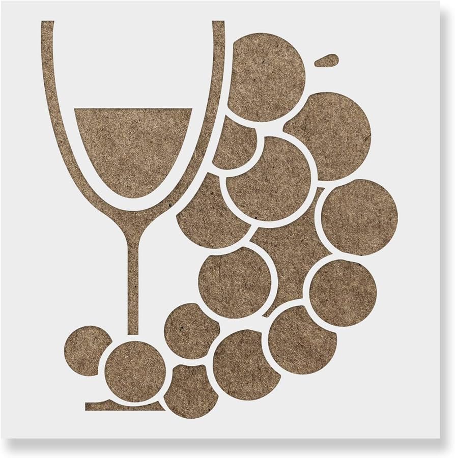 Amazon.com: Wine Glass Grapes Stencil - Ideal for Enhancing Kitchen Walls and Accessories, Kitchen Stencils, Food Stencils