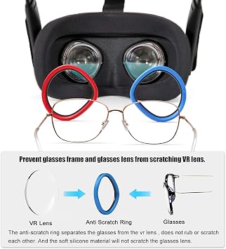 AMVR Glasses Spacer Lens Protector Ring and Lens Protector Cover Compatible with Meta/Oculus Quest 3s/2