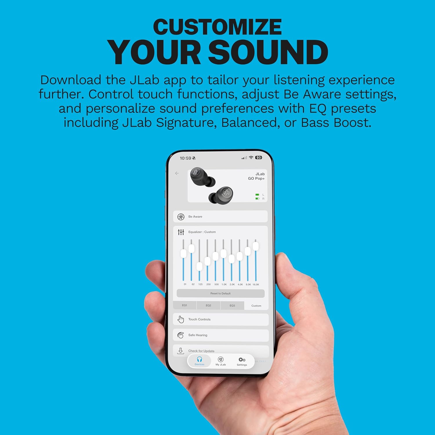 JLab Go Air Pop+ True Wireless Earbuds – EQ3 Sound, Dual Connect, Mic, Mint Green - Image 2