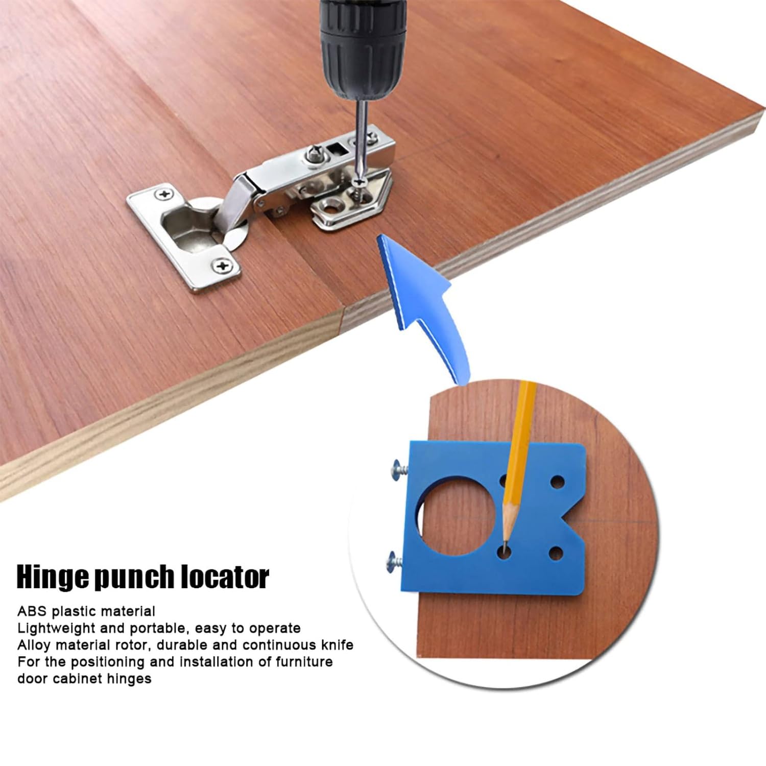 Concealed Hinge Jig, 35mm Concealed Hinge Drilling Jig, Cabinet Door Drilling Guide, Adjustable Hole Locator for Frameless Cabinets Wardrobes Furniture Installation, Aluminum Alloy