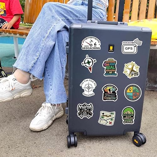 Miniatura 3 de Geocaching Stickers 50 calcomanías de vinilo impermeables Geocacher Geocache para botellas de agua, bicicleta, laptop, refrigerador, equipaje