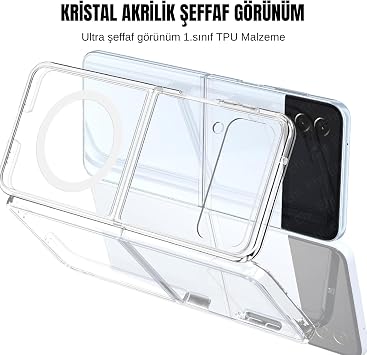 Ehr. Samsung Galaxy Z Flip 3 Compatible Camera Protected Rigid Yellowless Crystal Clear Case with Magsafe Wireless Charging Feature (Transparent, Samsung Galaxy Z Flip 3)