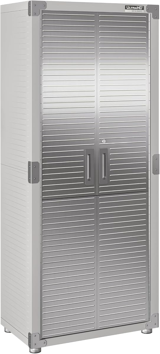 UltraHD Solid Steel Lockable Metal Storage Cabinet Locker Organizer, w/Adjustable Shelves for Garage, Warehouse, Office, Classroom, Granite, 30" W x 18" D x 72" H