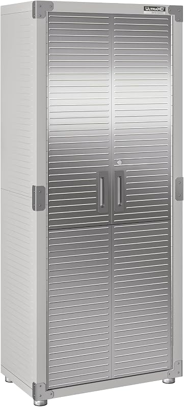 UltraHD Solid Steel Lockable Metal Storage Cabinet Locker Organizer, w/Adjustable Shelves for Garage, Warehouse, Office, Classroom, Granite, 30" W x 18" D x 72" H