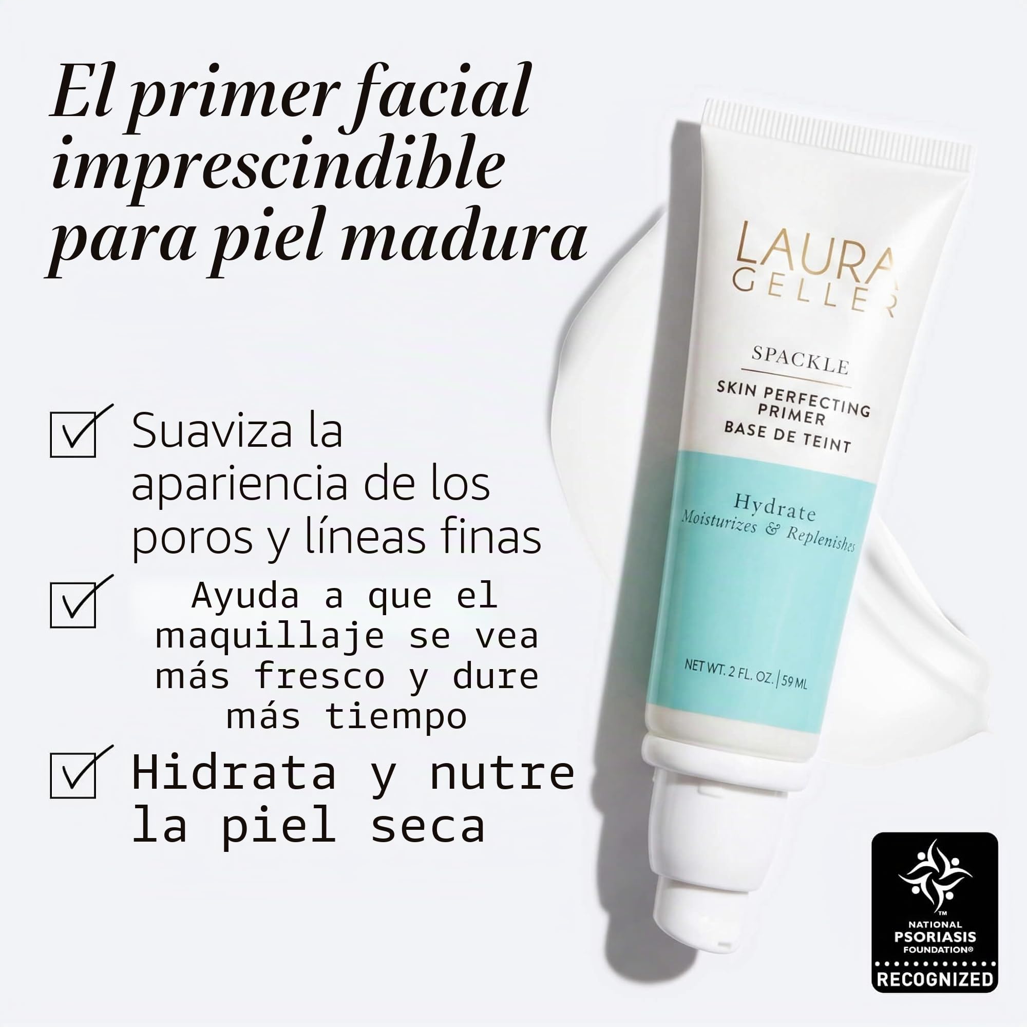 LAURA GELLER NEW YORK Spackle Super-Size - Hydrate - 59 ml - Maquillaje perfeccionador de la piel con ácido hialurónico - Prebase de maquillaje facial de larga duración