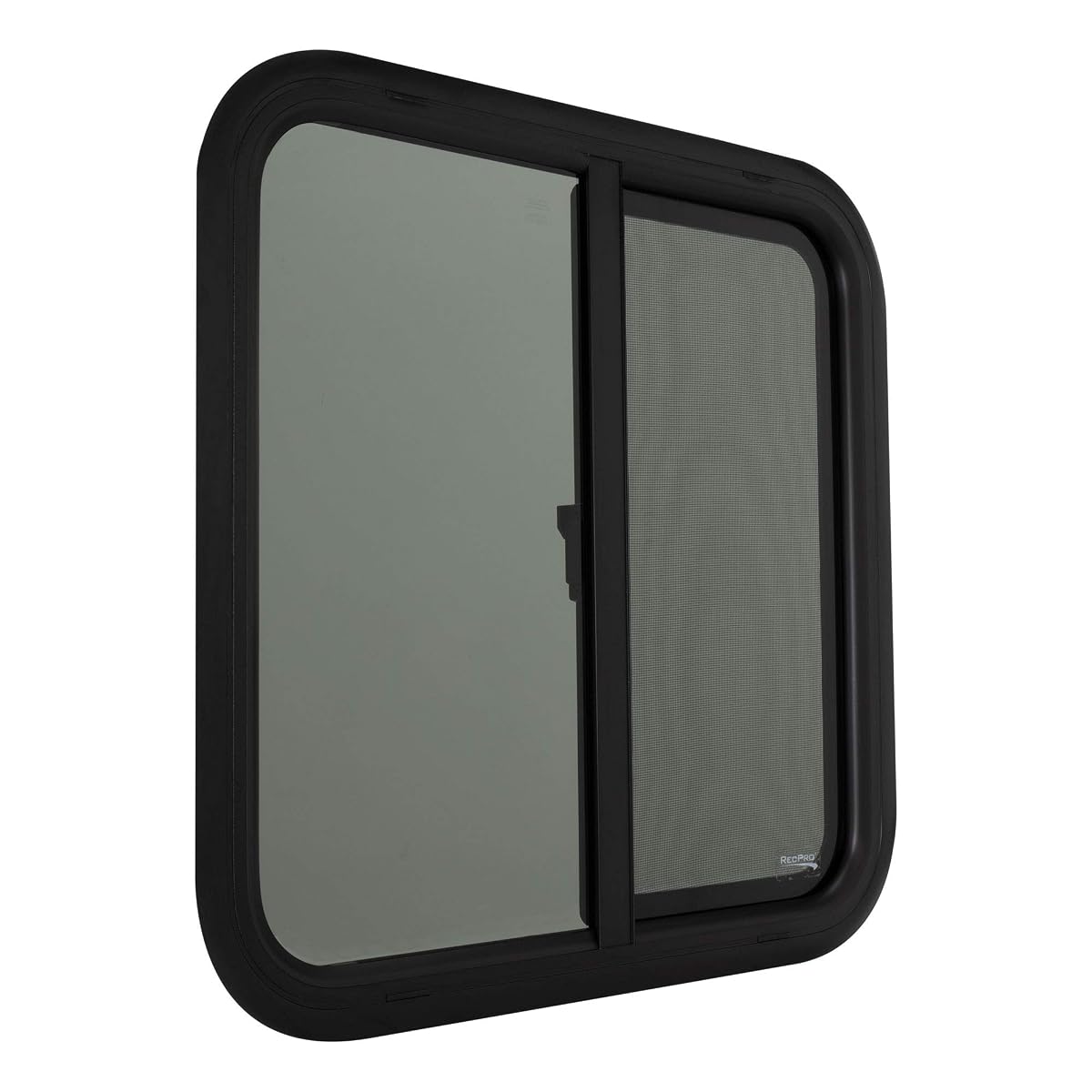 RecPro RV Window Replacement | Teardrop Style | 24inW x 24inH | Black Glass |