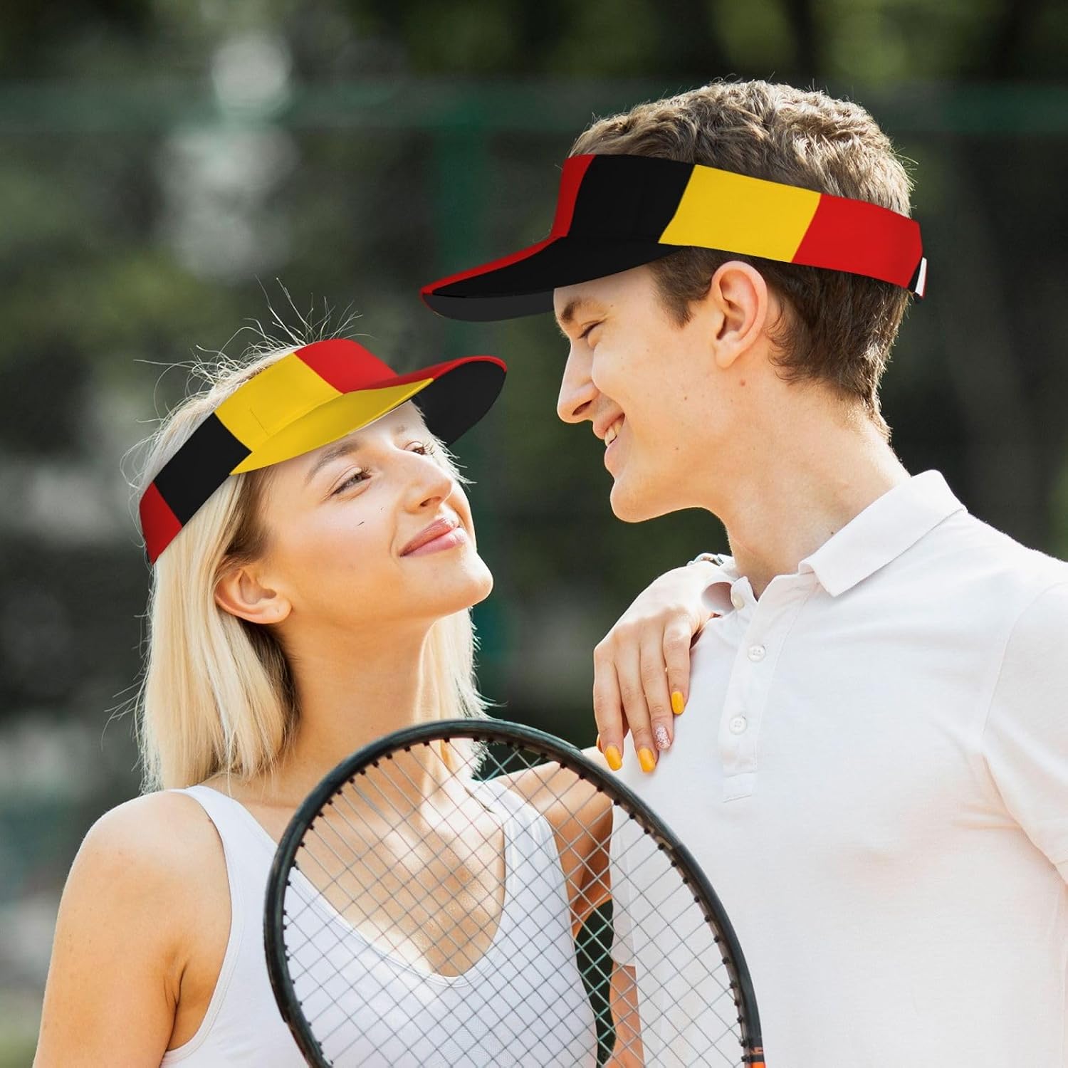 Flag Pattern Visor Hats for Women & Men, Sport Empty Top Baseball Cap for Outdoor Tennis Golf Running