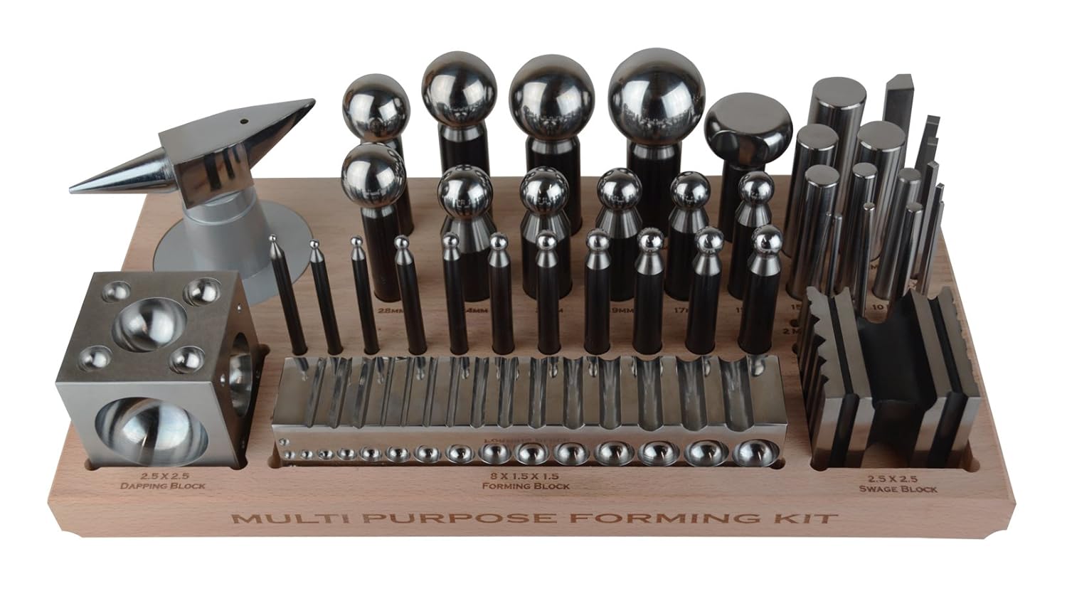 43-Piece Multi-Purpose Metal Forming Dapping Set w/Block, Anvil, & Swage Jewelry Making Repair Metal Forming Tool