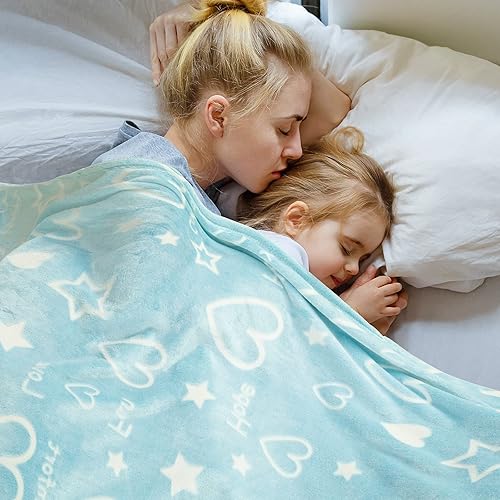 Miniatura 6 de Manta que brilla en la oscuridad, regalo de corazón y estrellas azules para niñas, manta suave de 3, 4, 5, 6, 7, 8, 9, 10 años, juguetes para niñas