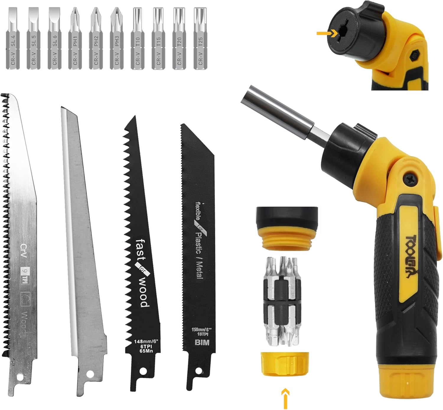 TOOLAN 16In1 Multi Blades Hand Saw With Screw Driver. For Cut Wood