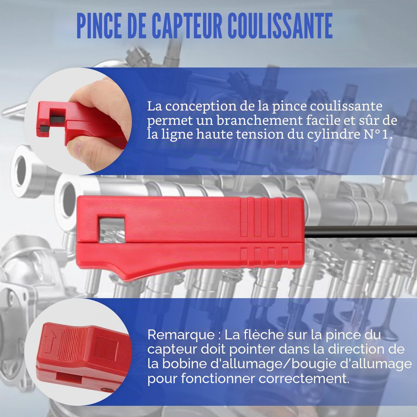 VOBOR Lampe Stroboscopique Allumage 12V, Pistolet de Synchronisation pour Voiture, Bateau à Vapeur, Moto, Outil de Réglage du Point d’Allumage, Pistolet à Éclair