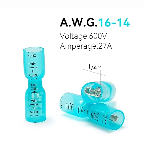 Miniatura 39 de HKS 100 conectores de pala hembra rojo 22-16 AWG – Kit de conectores de cable de desconexión rápida eléctricos termorretráctiles – cobre rojo