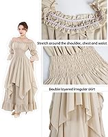 Vista 20 de NSPSTT Vestido victoriano, disfraz renacentista para mujer, vestido de bruja gótico, vestido de boda medieval