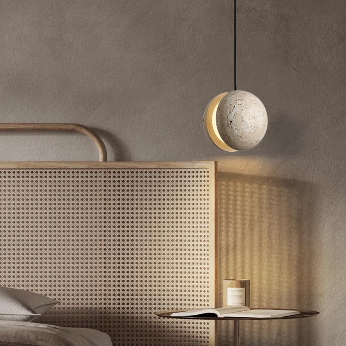 Lampadario sferico Natural Stshade, Mini Lampada retrò, Illuminazione da Comodino, Barra, soffitto, lampade a LED in Stile Giapponese Wabi-Sabi per Tavolo, Soggiorno, Camera da Let