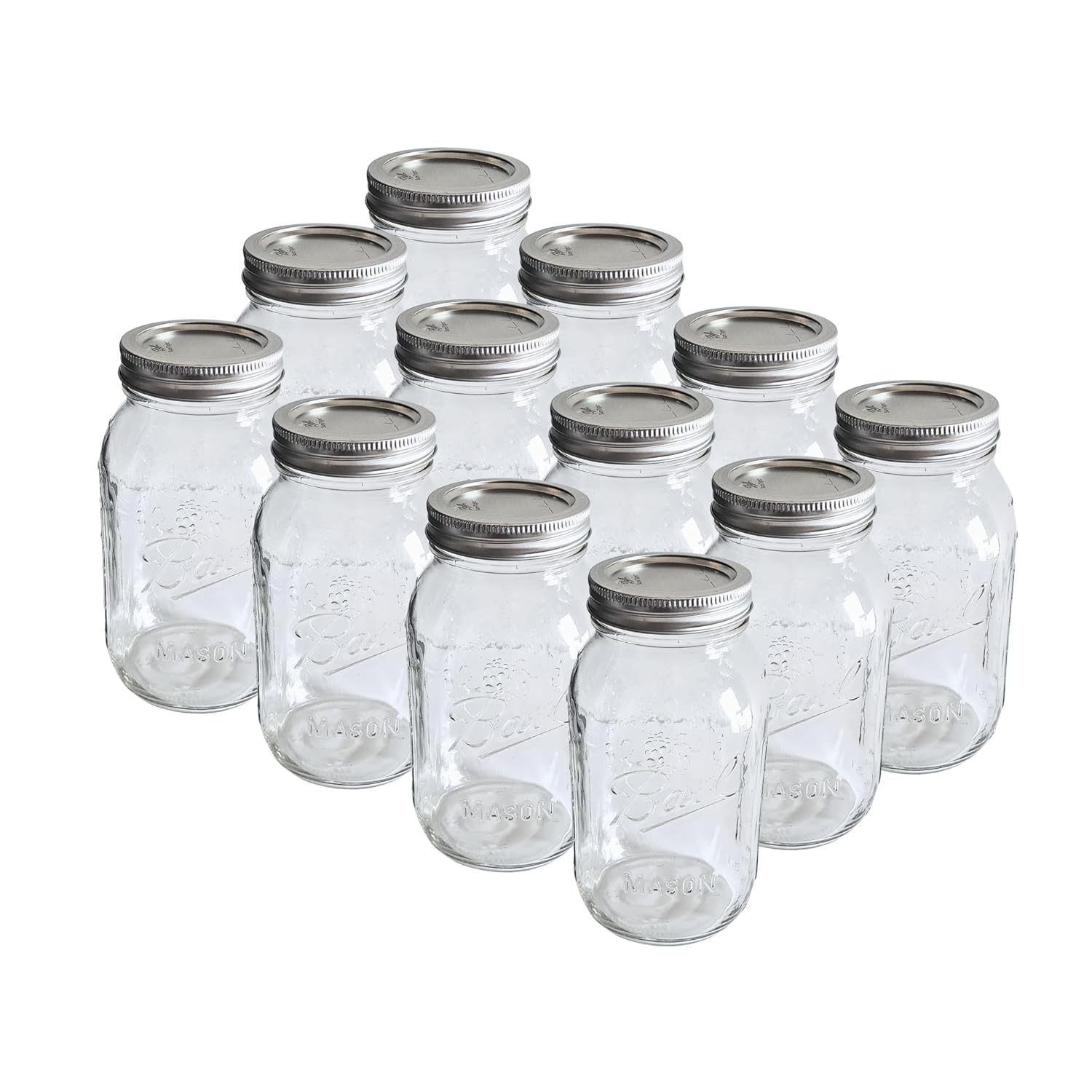 Ball - 16oz Regular Mouth Jars with Lids & Bands 12 Pack Jars, Large Glass Mason Jar for Food Storage with airtight Lid, 0.125 Gallon Glass Jar with Lid and Bands, Set of 12 - Image 2