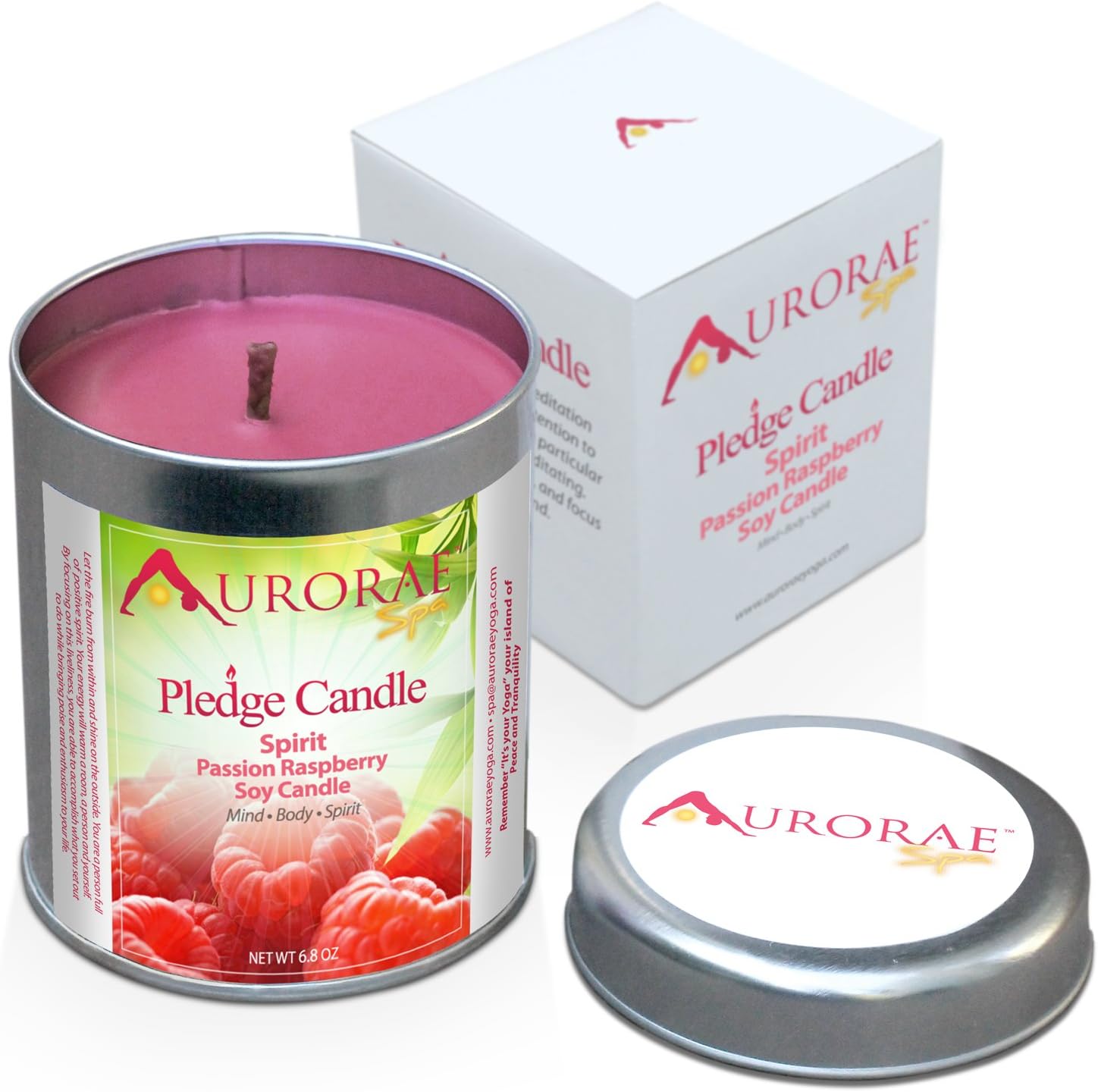 Aurorae 6.8 oz Raspberry Scented Soy Aromatherapy Candle