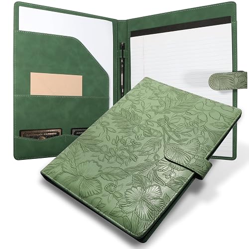 Professional Padfolio Portfolio Binder, Textured Embossing Faux Leather Folder Organizer