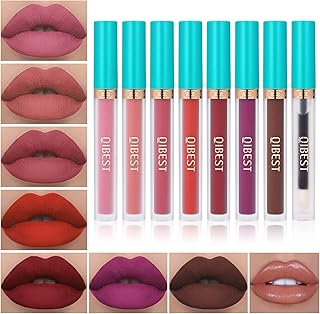 QiBest 7 Matte Liquid Lipstick with 1 Lip Plumber Gloss Makeup Set Long Lasting High Pigmented Velvety Waterproof Nude Lipgloss Kit Make Up Gift Sets for Women Girls