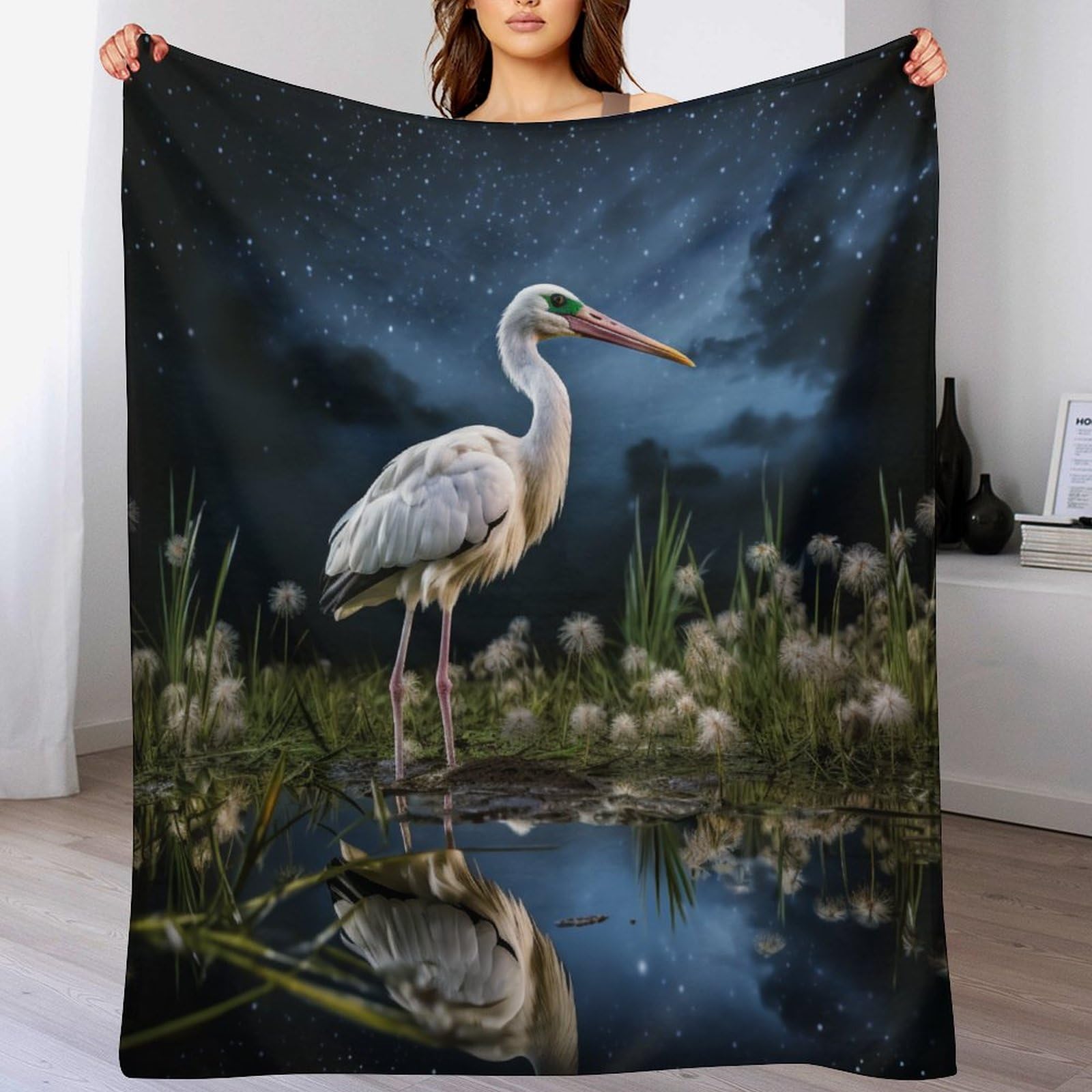 Manta de franela de cigüeña suave para cama niños o sofá salón de cuatro estaciones