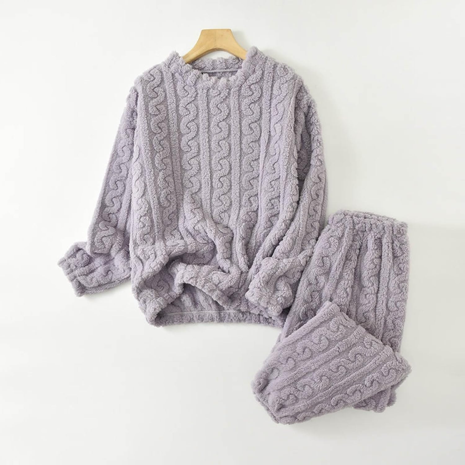 Lounge Sets for Women Fuzzy Two Piece Outfits Fleece Winter Warm Pajamas Set Fluffy Plush Top Fleece Pants Sleepwear