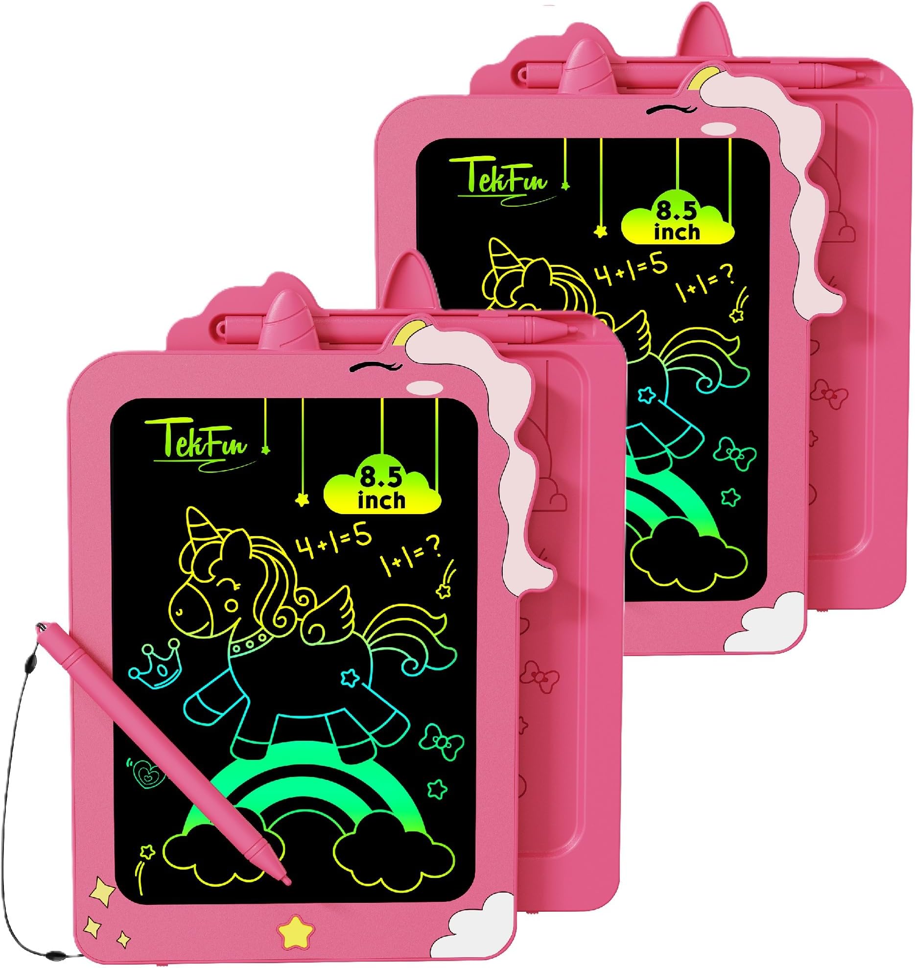 - TEKFUN Toddler Girl Toys, 2 Pack LCD Writing Tablet for Kids, Doodle Board Dinosaur Toys, Travel Essentials Toys for 3 4 5 6 Year Old Boys Girls, Easter Birthday Christmas Gifts (8.5inch Pink&Pink)