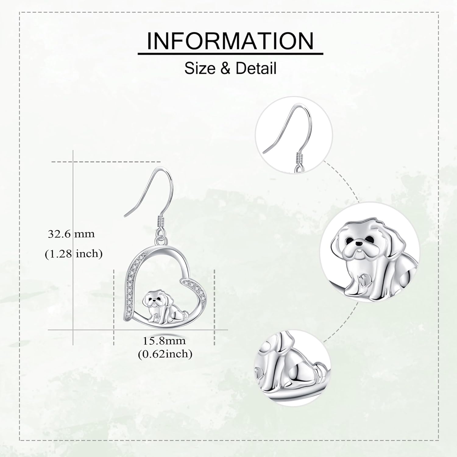 YAFEINI Shih Tzu Gift 925 Sterling Silver Shih Tzu Dangle and Drop Earrings Shih Tzu Dog Jewelry for Women Shih Tzu Lovers