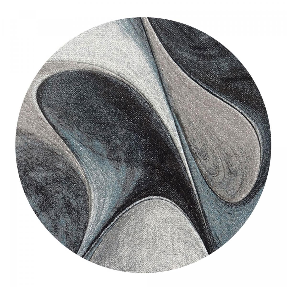 Tapis rond bleu madila 200x200 cm UN AMOUR DE TAPIS moderne