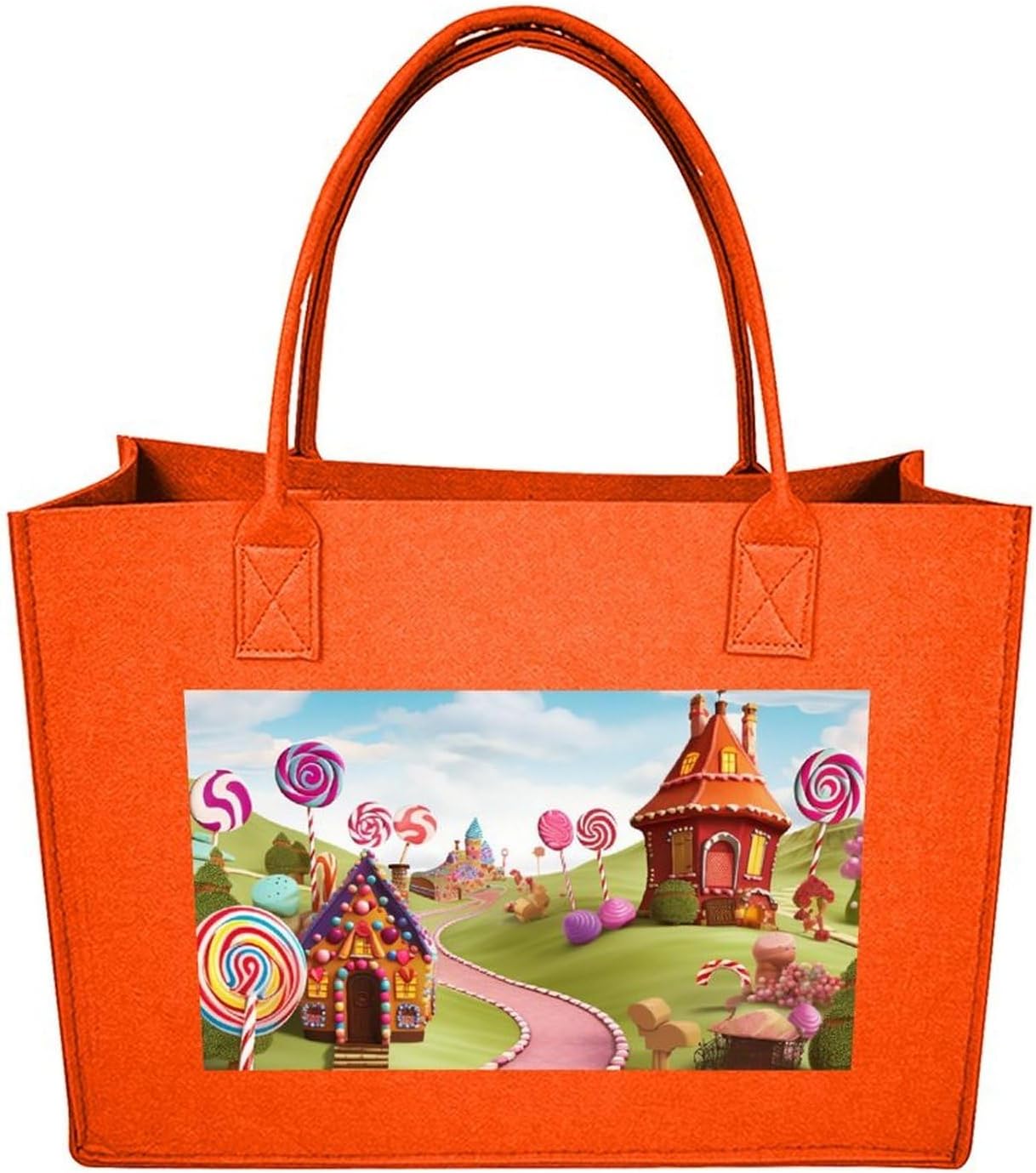 Candy Tote Bag for Unisex, Large Felt Shopping Bag with Handles, Handbag, Reusable Gift Bag