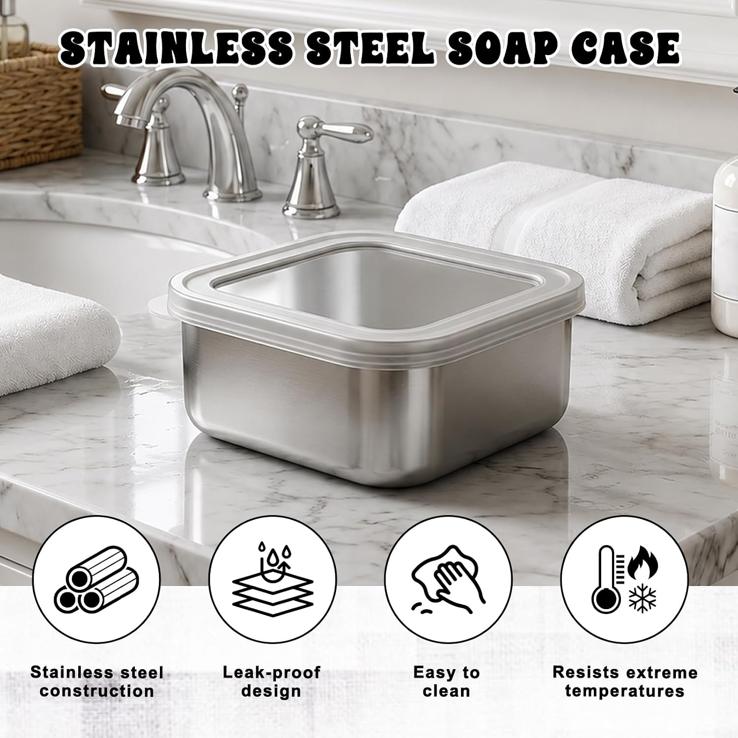 Travel Soap Case Stainless Steel Square Soap Dish Container