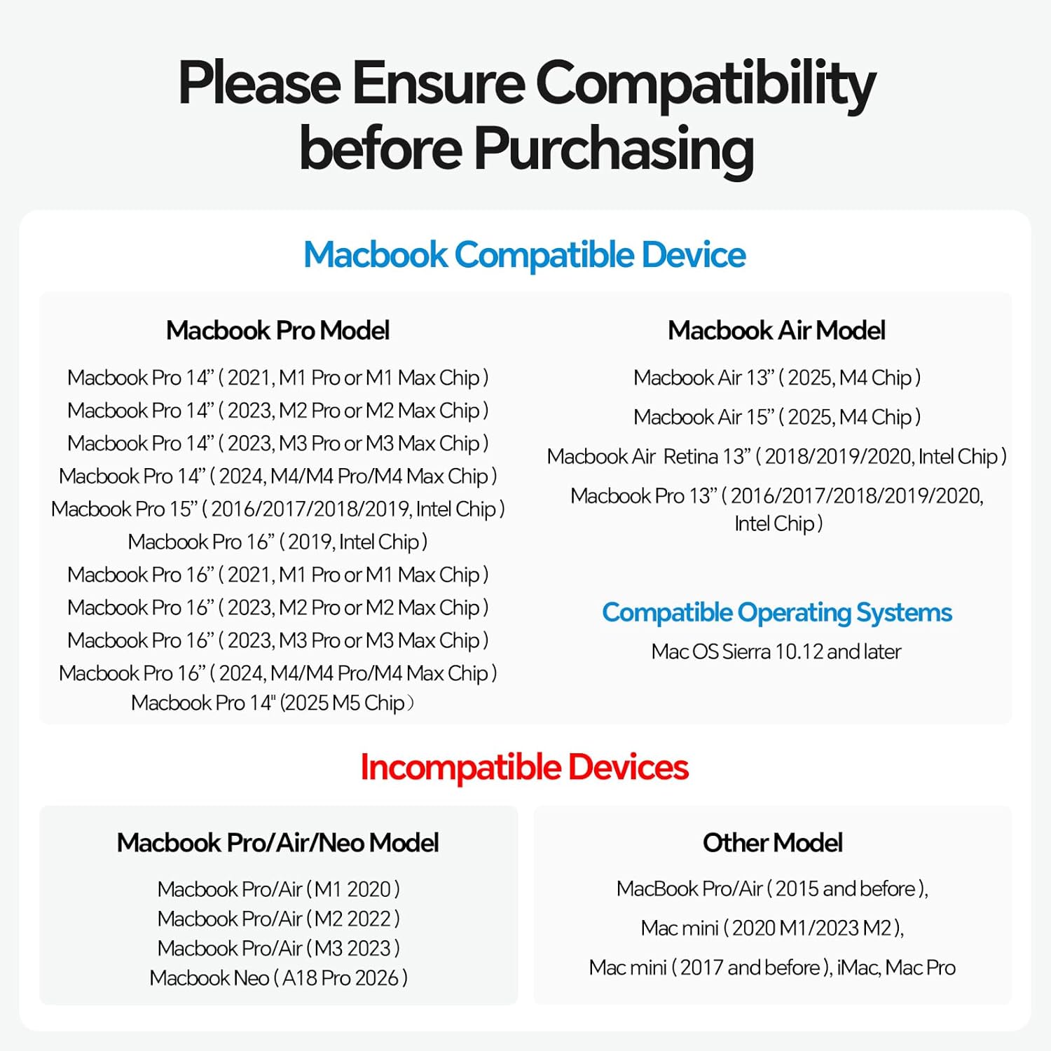 MacBook Docking Station Dual Monitor, Vertical Mac Laptop Docking Station Dock Stand with 2 HDMI 4K@60Hz, USB A/C 10Gbps, PD, Ethernet, USB 2.0, SD/TF, Compatible with MacBook Pro Air M3 M4 M5