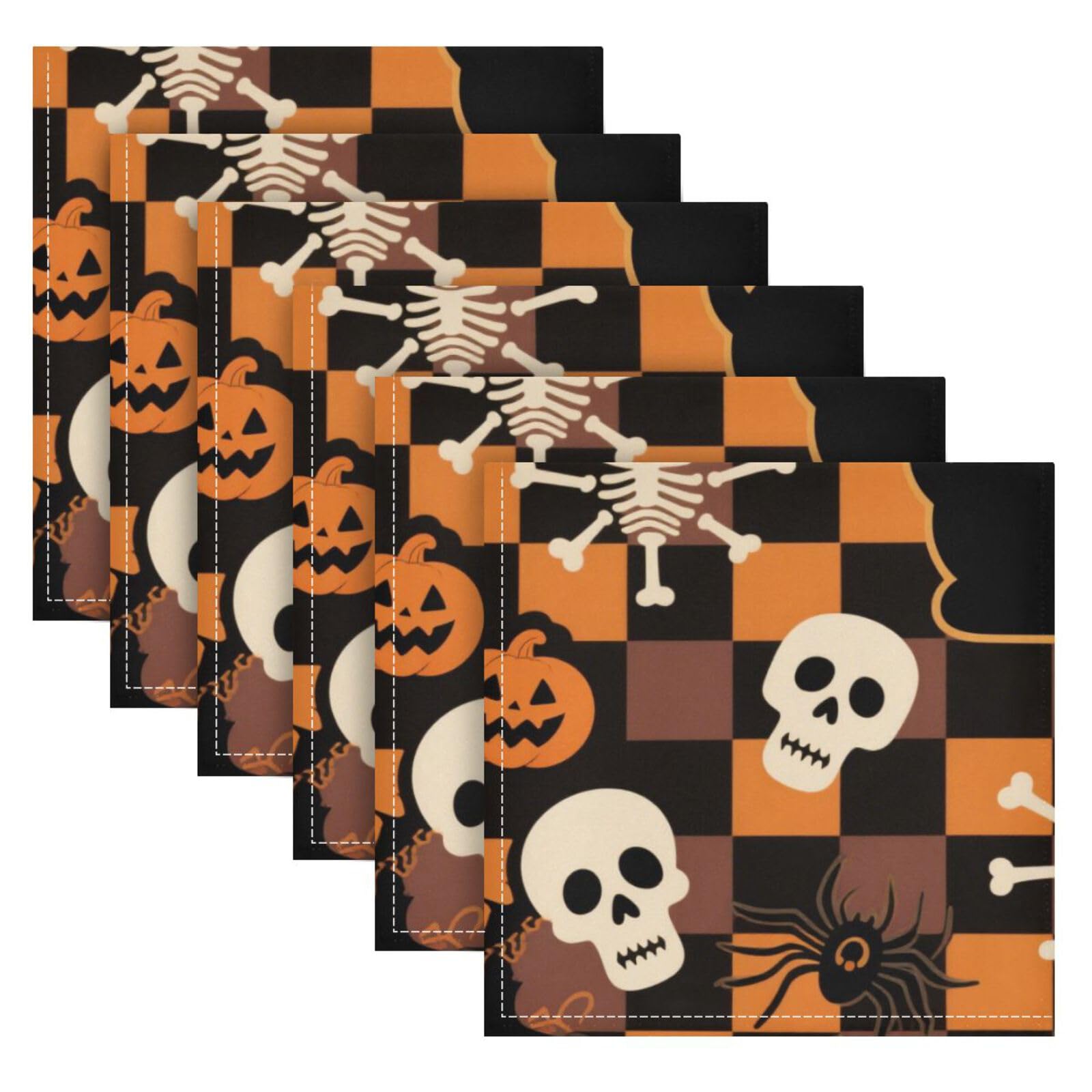 Serviettes de table Halloween 50,8x50,8 cm déco rustique citrouille chat réutilisable