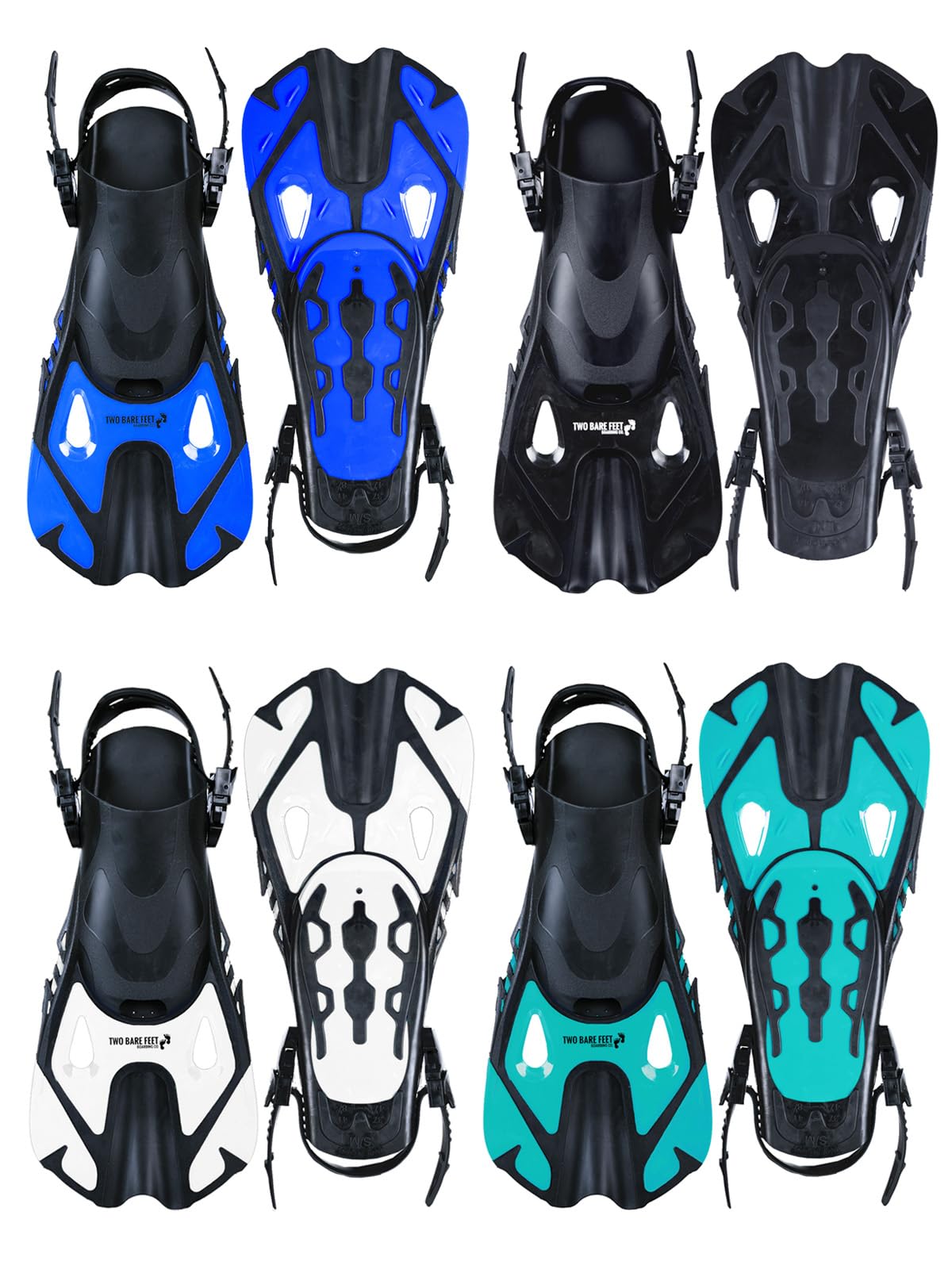 Two Bare FeetAdjustable Diving Fins – Swim, Snorkel & Scuba Fins for Adults – Full Foot Flippers with Easy Strap – Ideal for Holidays, Pool, Sea & Water Sports