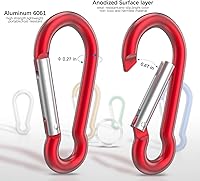 Vista 4 de Sprookber Mosquetón de aluminio, clips de caribeño, gancho de resorte para clip de llavero, juego de 10