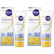 NIVEA SUN Sun Protection SPF 50+ Mattifying Sun Cream for the Face with Anti-Shine Effect Breathable Sun Lotion with Light Texture Breathable UV Face Mattifying 40 ml Pack of 2